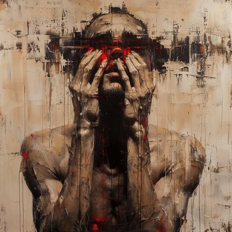 anxiety, depression, fear, stress, sadness, depressed, unhappy, emotional, worry, despair, anxious, man, loneliness, panic, dysthymia, angst, painting, drawing, artistic, fright, dread, distress, dismay, sorrow, misery